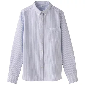 [MUJI 無印良品]女有機棉牛津襯衫S藍紋