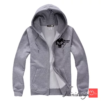 【Minidesign】角骷頭標誌厚磅連帽外套(灰色M)