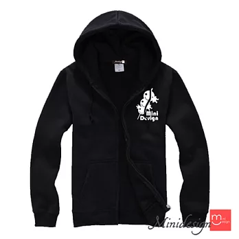 【Minidesign】Mini串燒公仔厚磅連帽外套(黑色S)