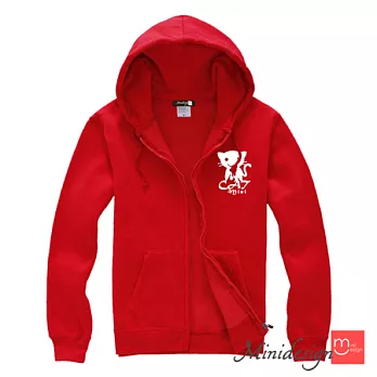 【Minidesign】MiniCAT厚磅連帽外套(紅色XL)