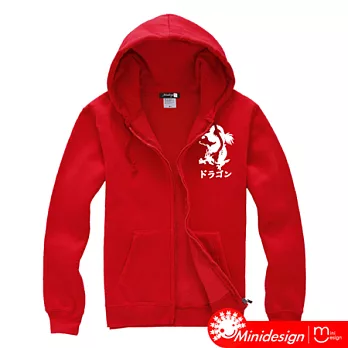 【Minidesign】日風龍型潮流厚磅連帽外套(紅色S)