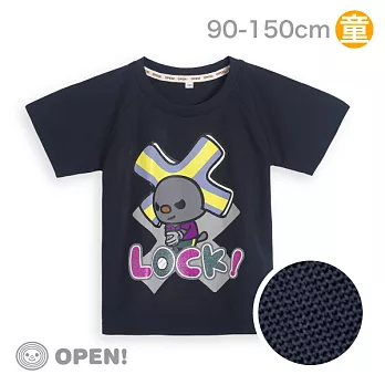 [OPEN小將童裝]吸濕排汗系列-LOCK醬帥氣投手短袖上衣-90 丈青