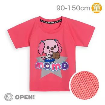 [OPEN小將童裝]吸濕排汗系列-小桃棒球投手短袖上衣-90 玫瑰紅