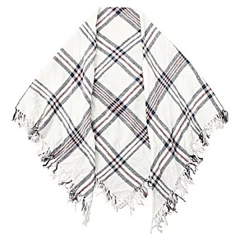 [MUJI 無印良品]棉絲格紋方形披肩柔白