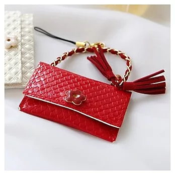 Enya★香奈兒風格 chanel 菱格紋包包 手機吊飾紅色