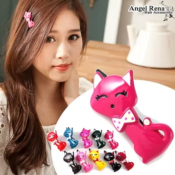 【Angel Rena】韓國製˙笑咪咪貓咪不咬髮髮扣夾-櫻桃粉