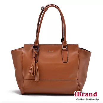 【i Brand 天然皮革】‧名品牛皮流蘇包原色駝