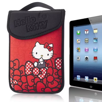 Hello Kitty10吋平板及小筆電保護袋(黏扣式)-蝴蝶結紅