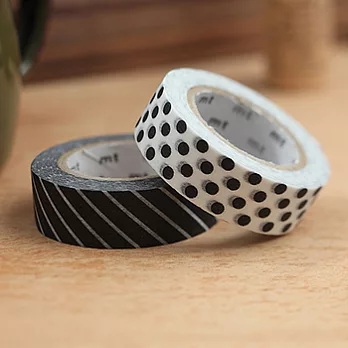 日本mt和紙膠帶2p/[優雅黑白-圓點x斜紋]