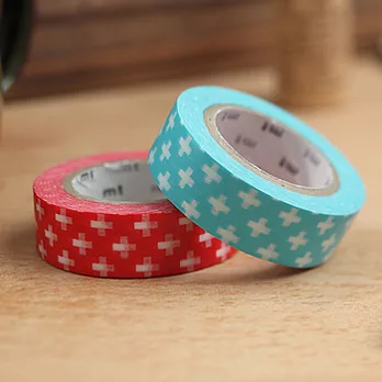 日本mt和紙膠帶2p/[十字-紅x淺藍]