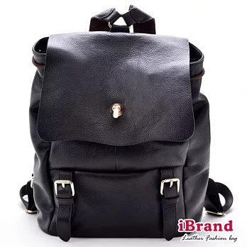 【i Brand 真皮包包】Fancy牛皮後背包時尚黑