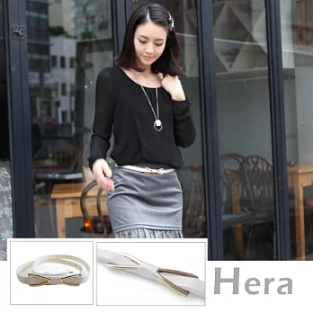 【Hera】簡約質感 線條蝴蝶結造型細版皮帶/腰帶(四色－白色)