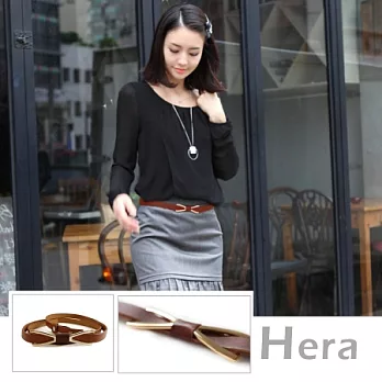 【Hera】簡約質感 線條蝴蝶結造型細版皮帶/腰帶(四色－咖啡色)