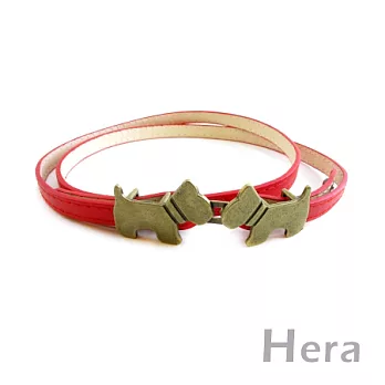 【Hera】寵愛無限 立體狗狗造型細版皮帶/腰帶(二色－紅色)