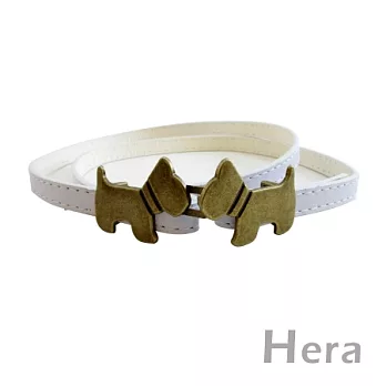 【Hera】寵愛無限 立體狗狗造型細版皮帶/腰帶(二色－白色)