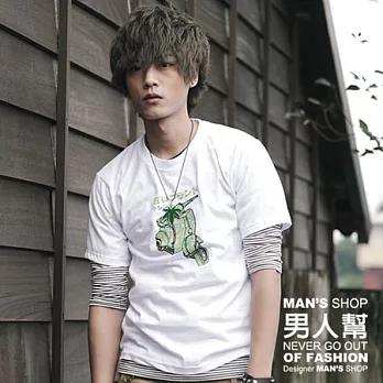 【男人幫 】T0869＊【復古質感櫻花偉士牌短袖T恤】2XL白色