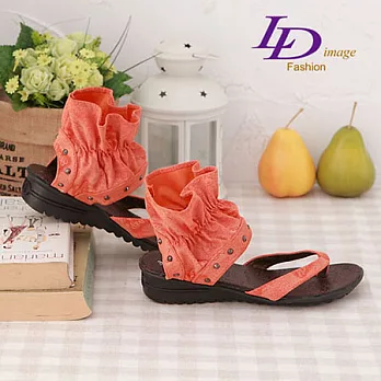 【LD image】卡卡女王-微加性感˙腳腕花型束口˙防滑低跟涼鞋_38甜香橘