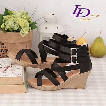 【LD image】希臘女神-魅力難擋˙透氣防滑˙高跟羅馬涼鞋_40夜幕黑