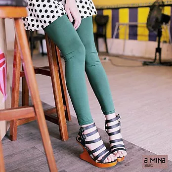 【a mina愛‧米娜】百搭單品糖果色系彈性內搭褲FREE綠