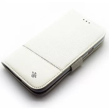 Redberry 三星 i9082 Galaxy Grand Duos 雙料縫線 側掀(立架式)皮套科技白
