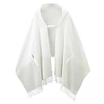 [MUJI 無印良品]棉麻可摺疊附袖口大披肩柔白