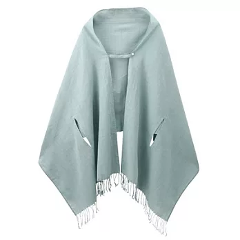 [MUJI 無印良品]棉麻可摺疊附袖口大披肩淺藍