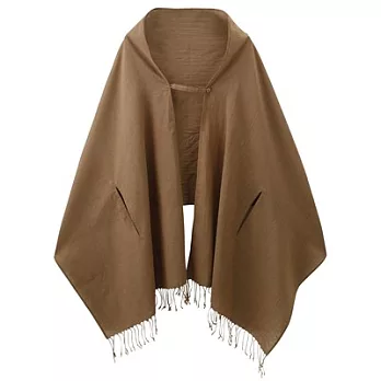 [MUJI 無印良品]棉麻可摺疊附袖口大披肩棕色