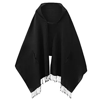 [MUJI 無印良品]棉麻可摺疊附袖口大披肩黑色