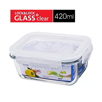 『LLG-4232B』樂扣耐熱400度-長方型玻璃保鮮盒 (420ml)(藍)