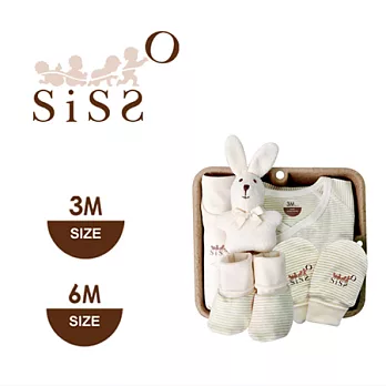 【SISSO有機棉】有機彩棉寶寶好好穿兔兔禮盒(綠條) 3M~6M3M有機棉原色