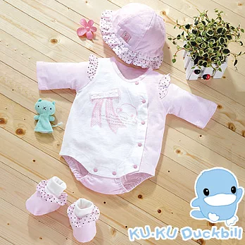 【KU.KU酷咕鴨】夏樂甜美連身裝三件式禮盒70粉