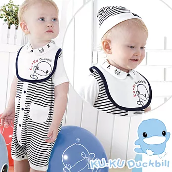 【KU.KU酷咕鴨】時尚條紋短兔裝禮盒-三件組70藍