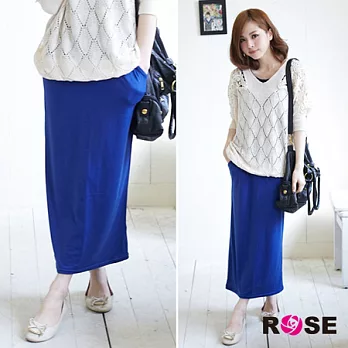 ROSE。Smily．女孩側綁帶口袋長裙 藍系