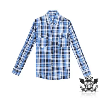 【男人幫Man s Shop】S5115＊【英倫型男格紋長袖襯衫】M藍色