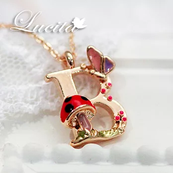 Lucita 超迷人 細緻可愛字母項鍊 小香菇蝴蝶 字母 B