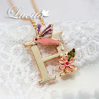 Lucita 超迷人 細緻可愛字母項鍊 蜂鳥 小花 字母 H