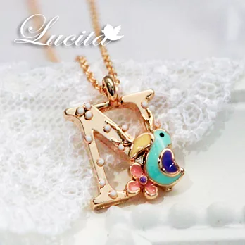 Lucita 超迷人 細緻可愛字母項鍊 青鳥 小花 字母 N
