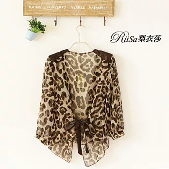 【梨衣莎】狂野豹紋雪紡紗長袖薄罩衫