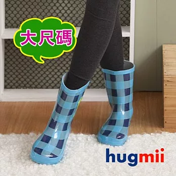 【kids zoo】可愛橡膠亮麗大童雨鞋_藍色20藍色#31號