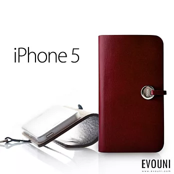 L54 弧＿真皮護套＿iPhone5酒紅