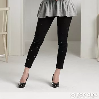 【TOP GIRL】星光閃閃純色彈性內搭長褲-女S神秘黑