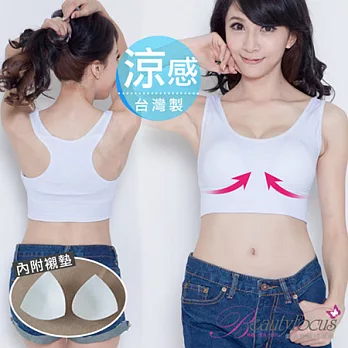 BeautyFocus台灣製涼感無縫美胸衣(挖背款)-附襯墊2433白色M-L