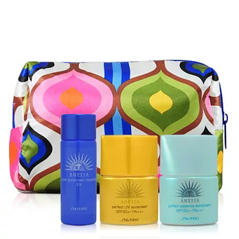 SHISEIDO 安耐曬 外出必備組 (黃金+粉藍+潔膚油)