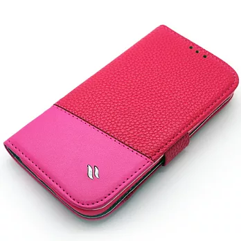 Redberry Samsung Galaxy S4 (I9500)雙料縫線 側掀(立架式)皮套蜜桃紅