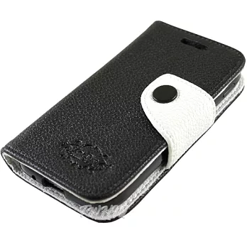 KooPin Samsung Galaxy S3 mini (i8190)雙料縫線 側掀(立架式)皮套伯爵黑
