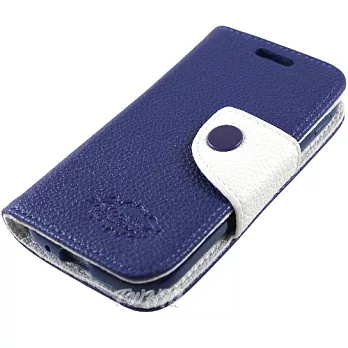 KooPin Samsung Galaxy S3 mini (i8190)雙料縫線 側掀(立架式)皮套寶石藍