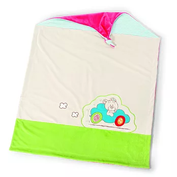 NICI 泰帕斯熊寶寶毛毯無米白底色-藍/綠色塊條紋