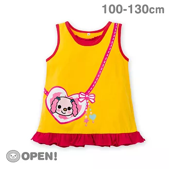 [OPEN小將童裝]背包客小桃荷葉邊純棉背心-100銘黃+桃紅