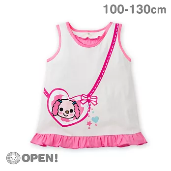 [OPEN小將童裝]背包客小桃荷葉邊純棉背心-100白+蜜桃粉