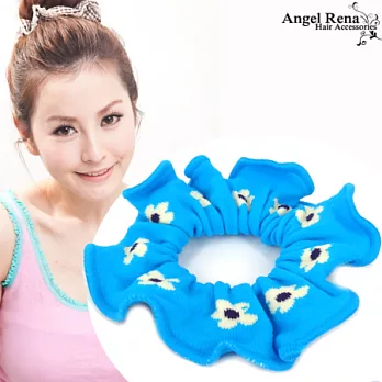【Angel Rena】荷葉波浪無接縫大腸圈髮束-五花瓣˙復古藍